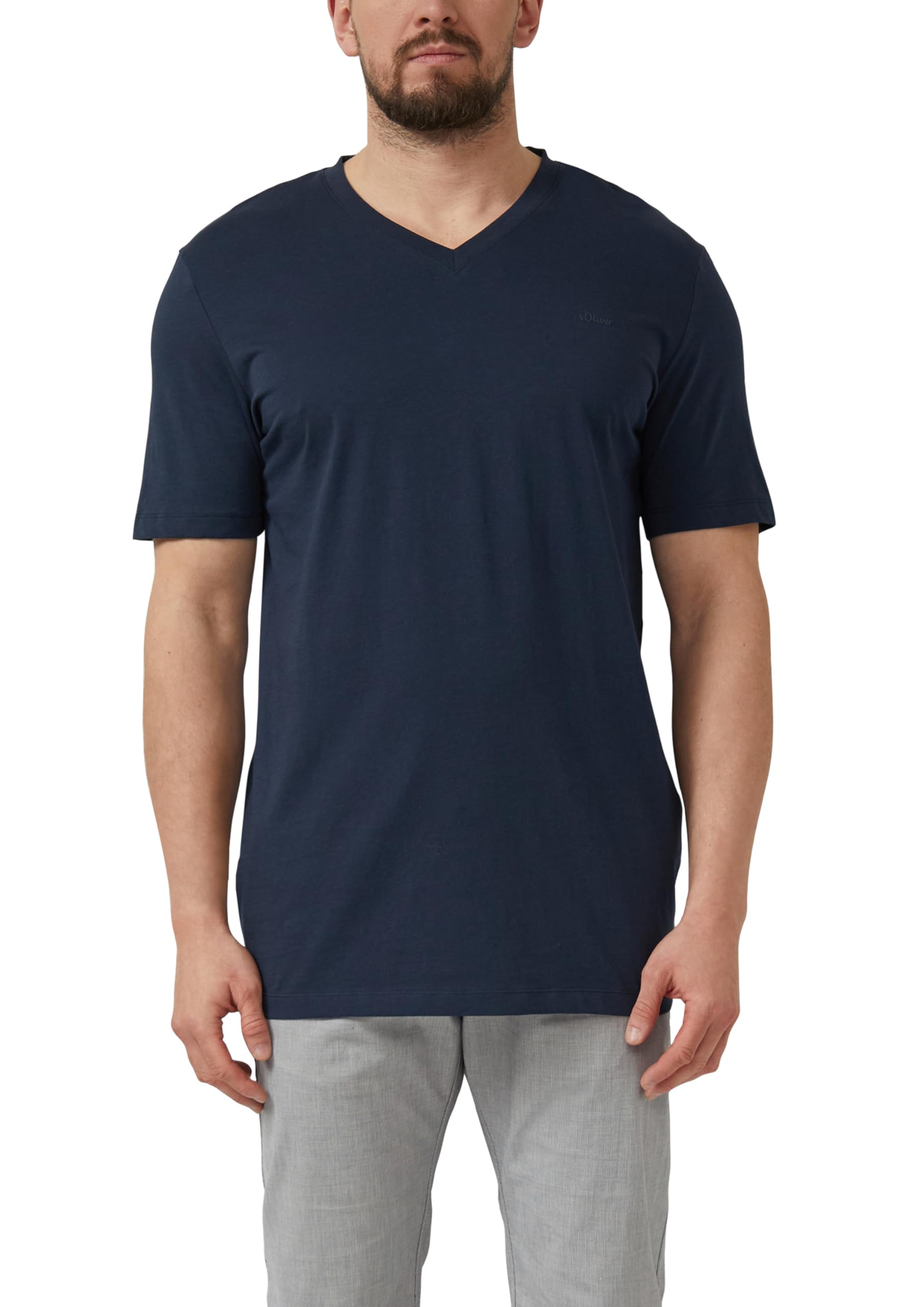 s.Oliver Junior T-Shirt V-Neck Logo schwarz Tall Size