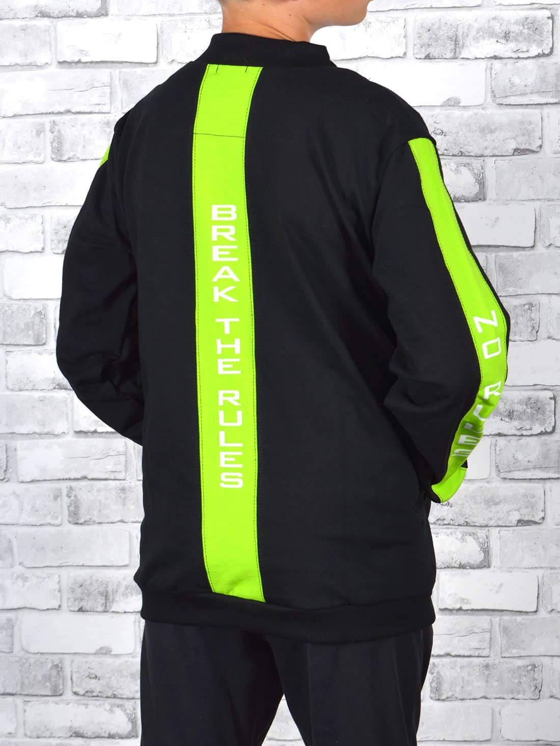 BEZLIT Jungen Sweatjacke Break Rules schwarz-hellgrün Zip