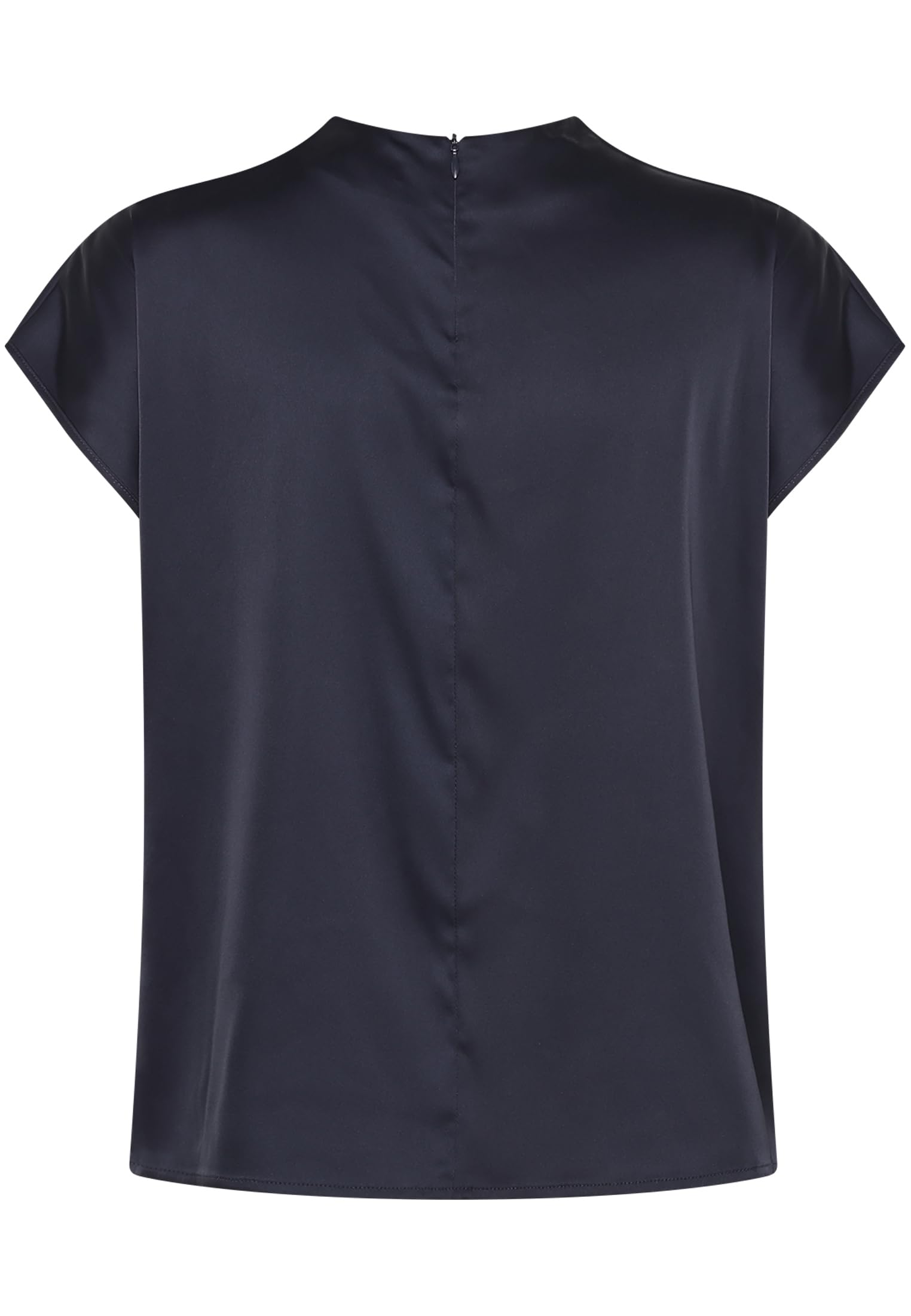 zero Damen Satin-Bluse mit Kragen figurumspielend Kurzarm
