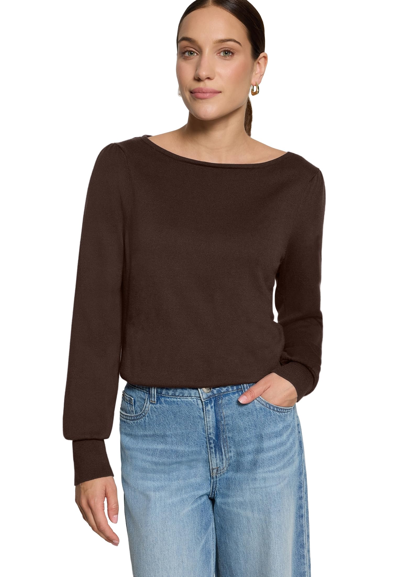 zero Feinstrickpullover Langarm Sodalite Blue schlicht