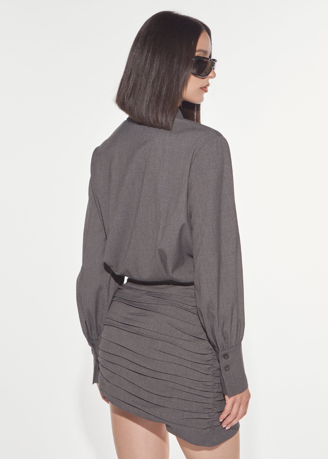 Denny Rose Hemd Minikleid Grey mit Drapierung