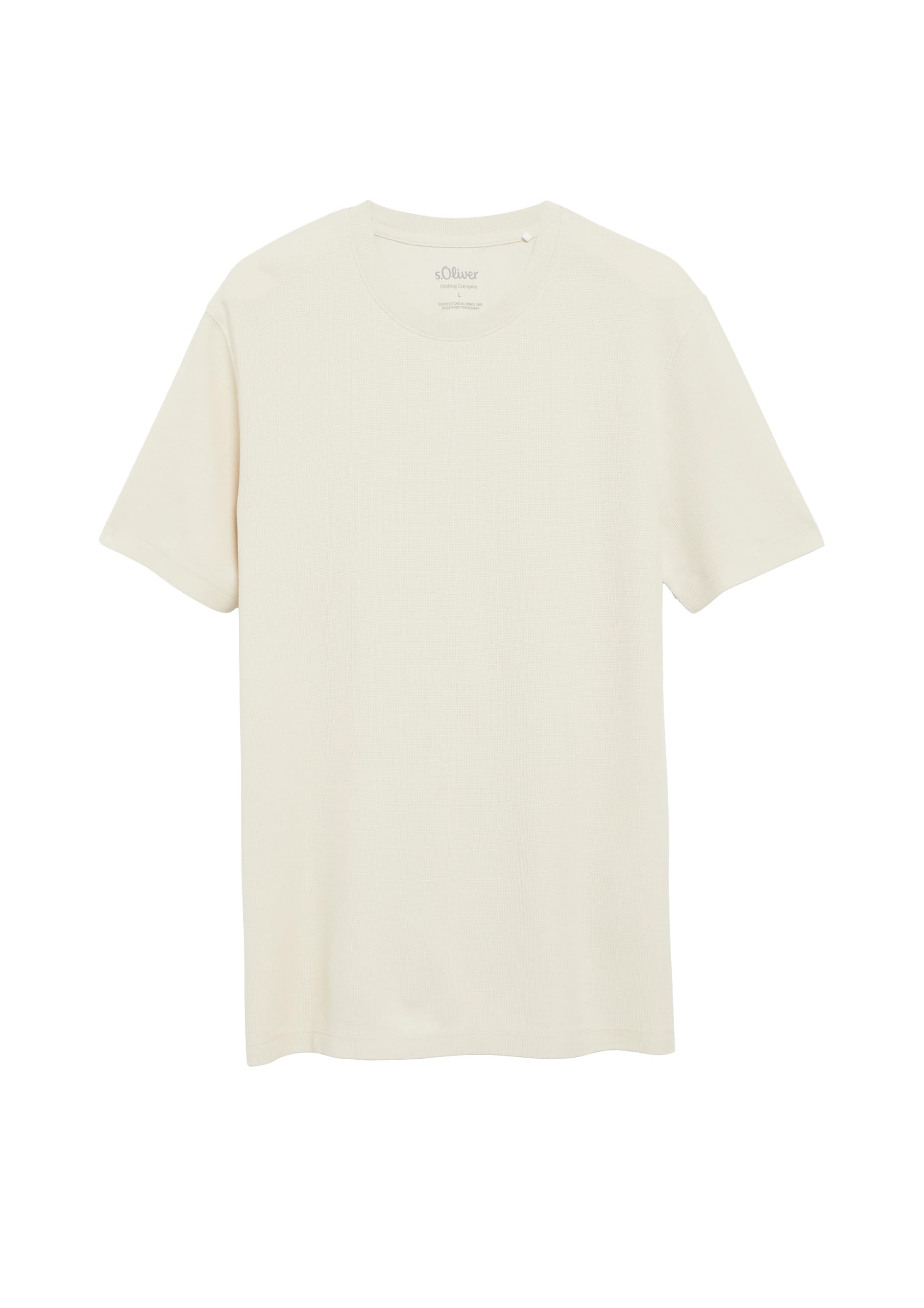 s.Oliver Waffeljersey T-Shirt Beige reine Baumwolle
