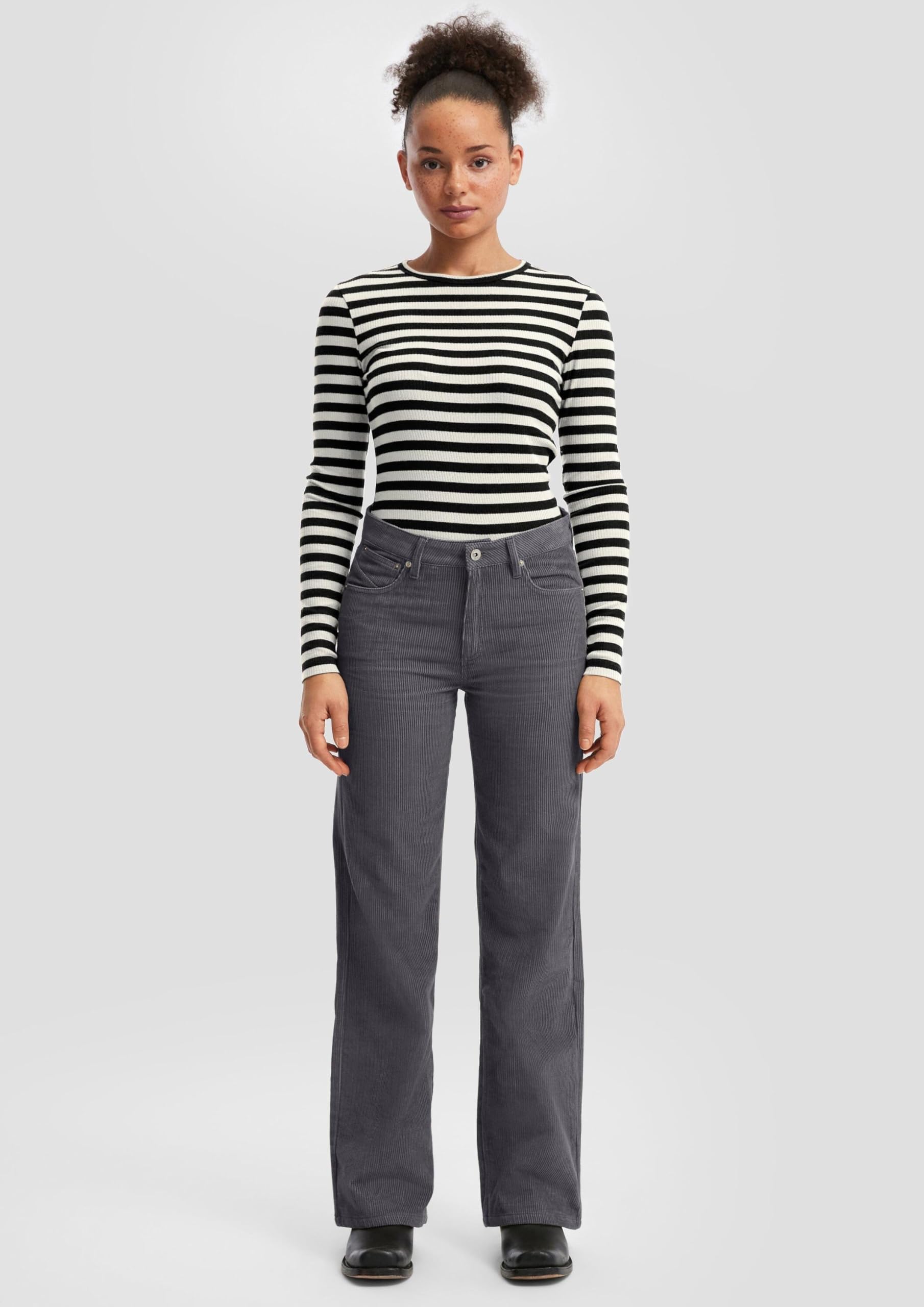QS by s.Oliver Coated Trouser 2170529 Cordhose grau 42W/30L