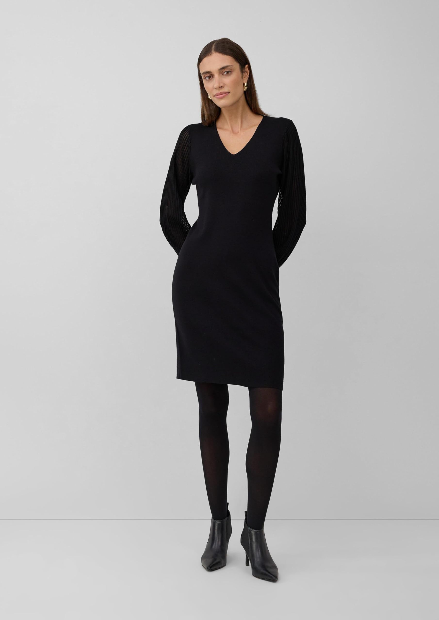 s.Oliver Viskosemix Kleid figurumspielend transparente Ärmel