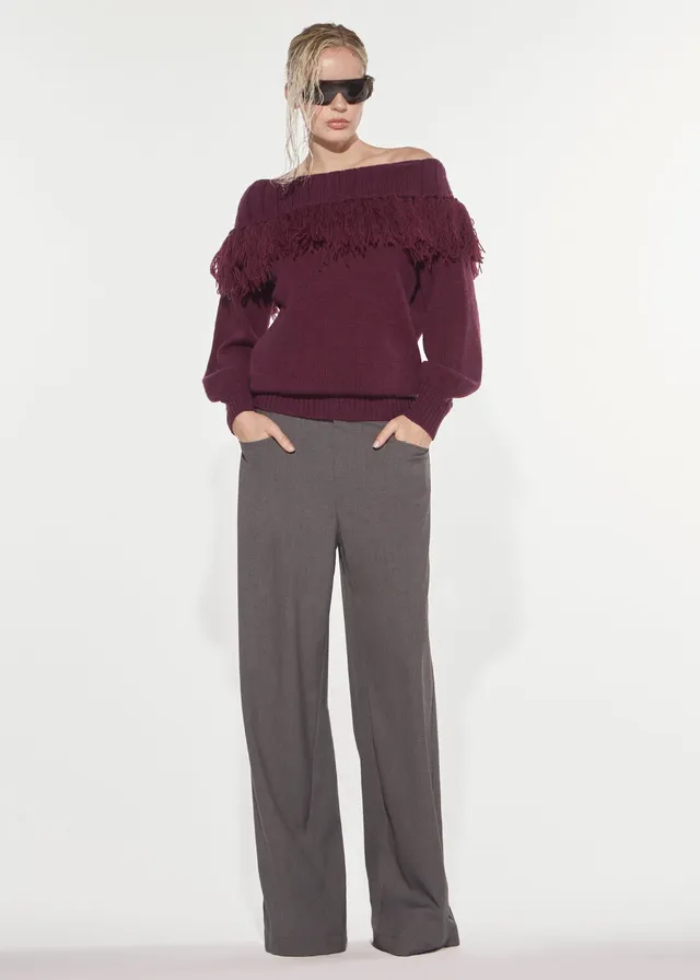 Denny Rose Over Hose lang grau Stretch weit