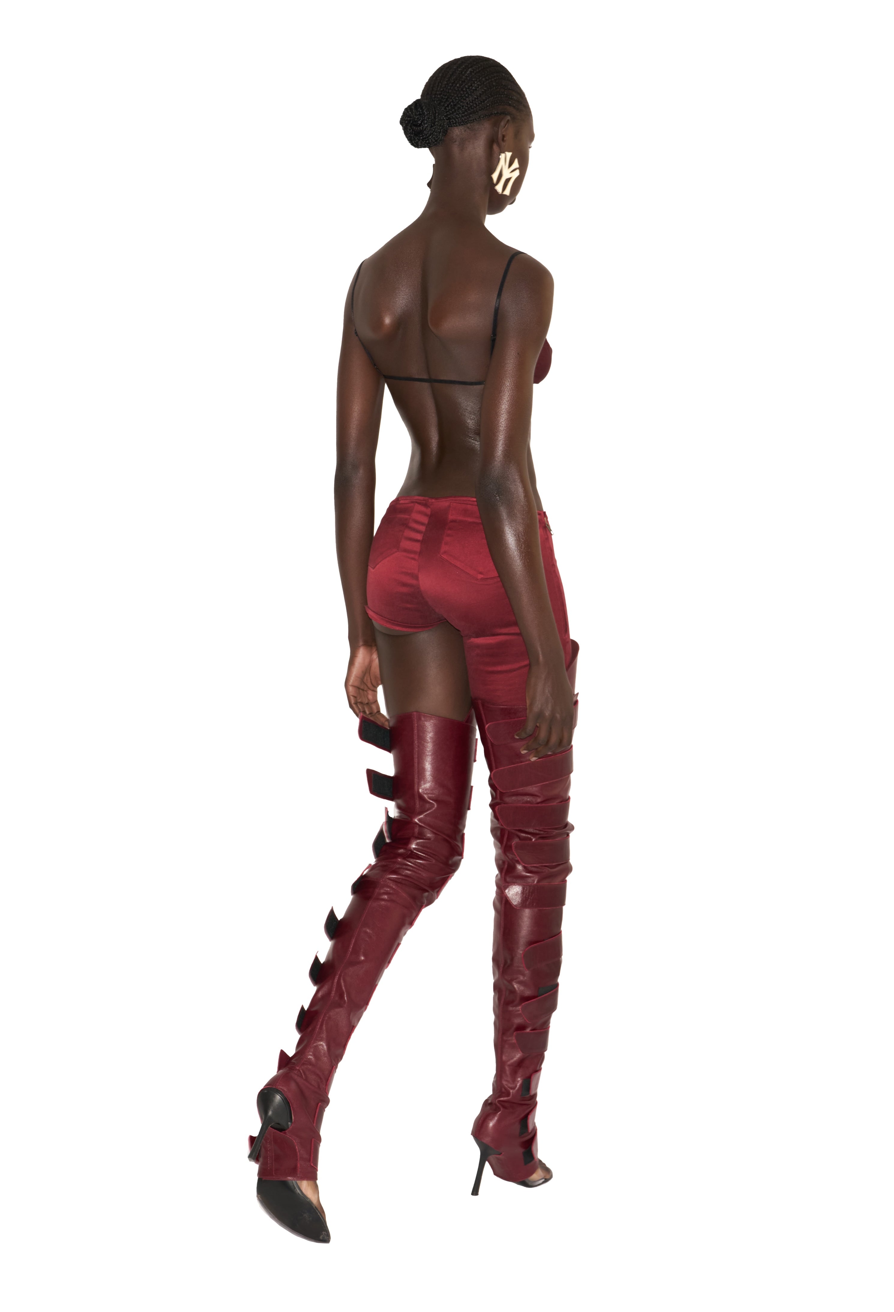 Mowalola Lola Strap High Cover Oxblood Stiefelcover