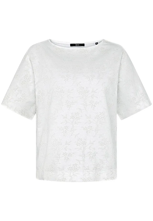 zero Baumwoll-T-Shirt Stickerei Cream Gr. 38