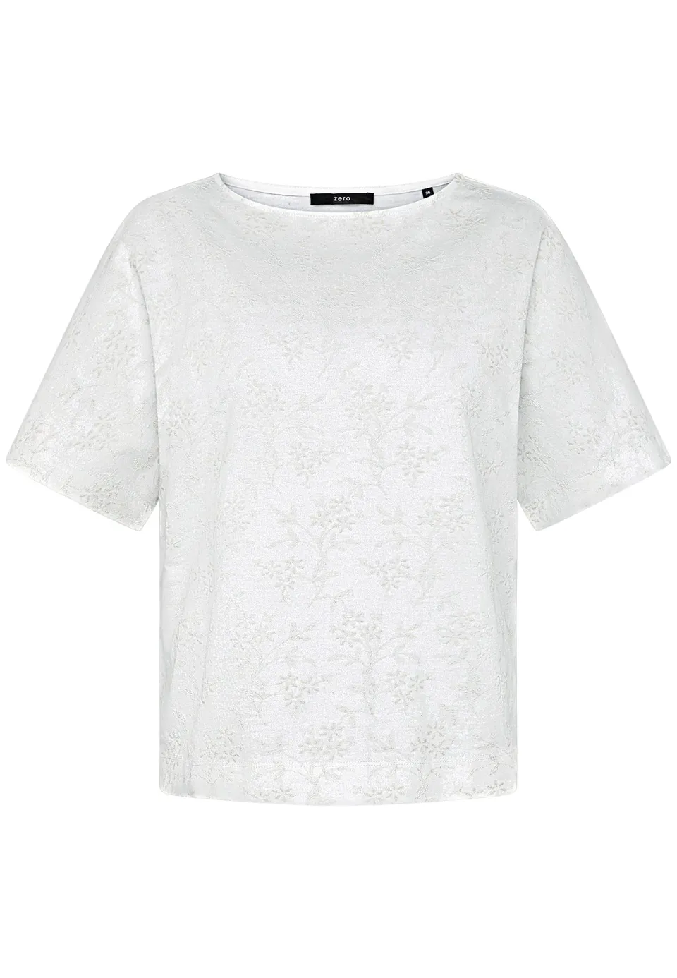 zero Baumwoll-T-Shirt Stickerei Cream Gr. 38