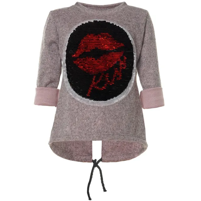 BEZLIT Mädchen Pullover Pailletten Lippen Rosa 122