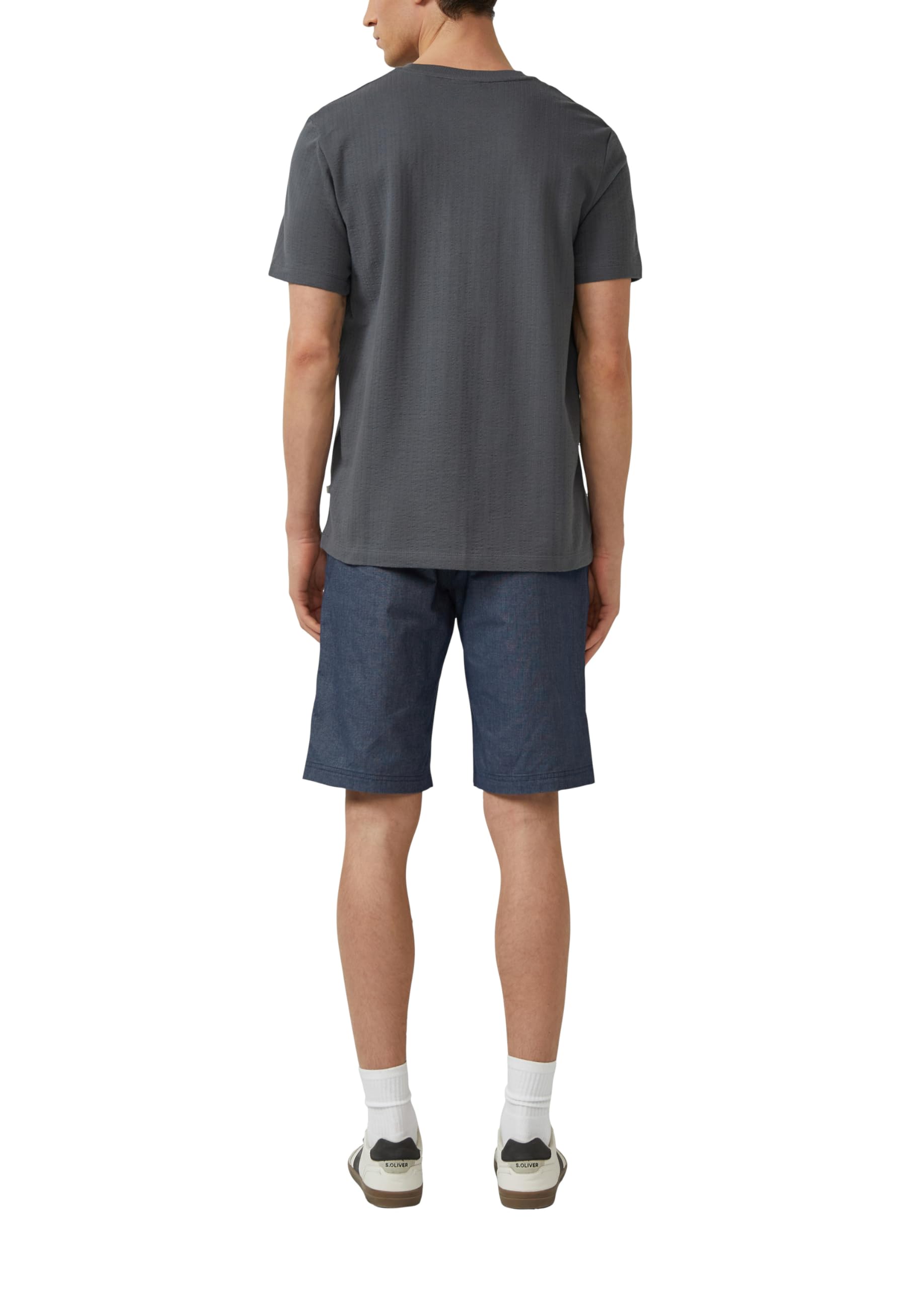 s.Oliver Junior Struktur T-Shirt dunkelgrau Baumwolle