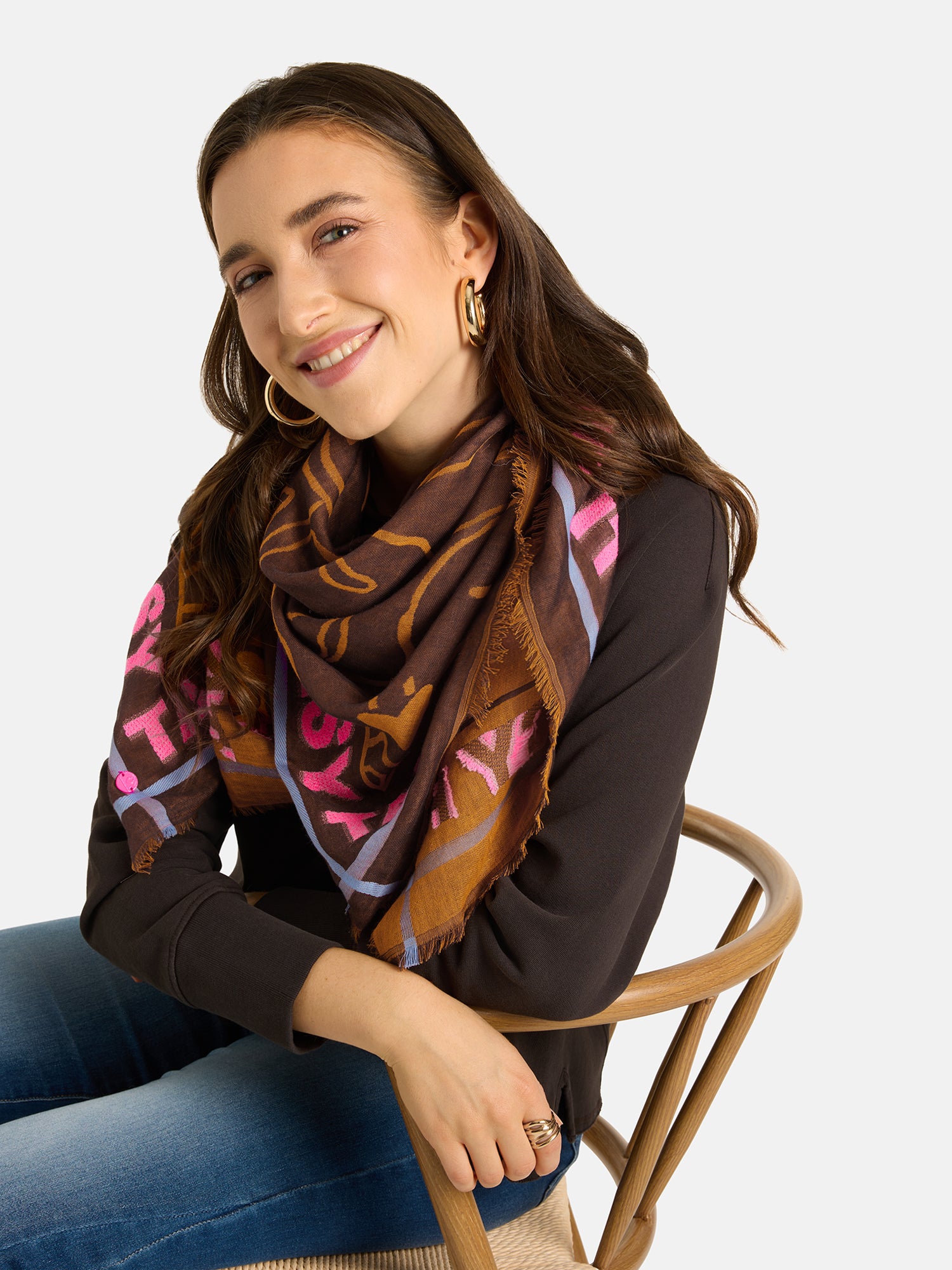 Lieblingsstück MadelaineL Tuch dark brown mit Wolle