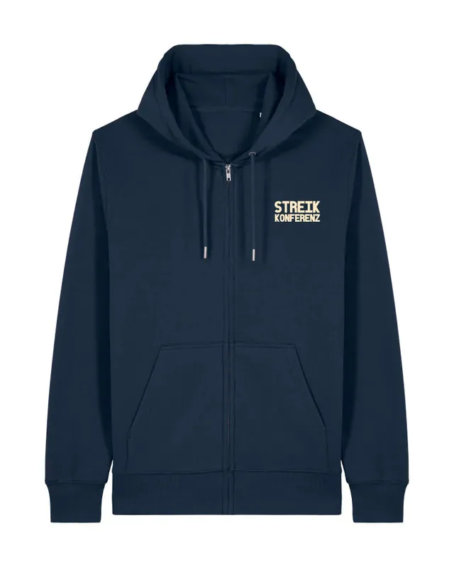 dna merch Streikkonferenz Gegenmacht Kapuzenjacke Schwarz Biobaumwolle