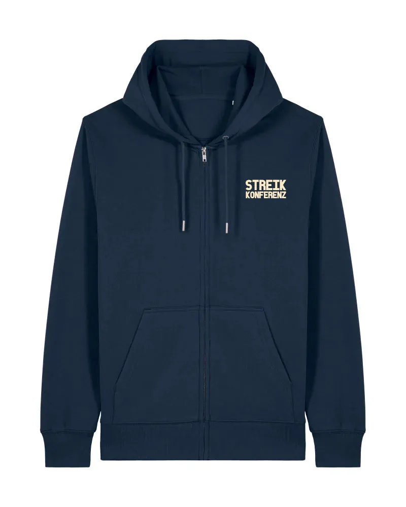 dna merch Streikkonferenz Gegenmacht Kapuzenjacke Schwarz Biobaumwolle