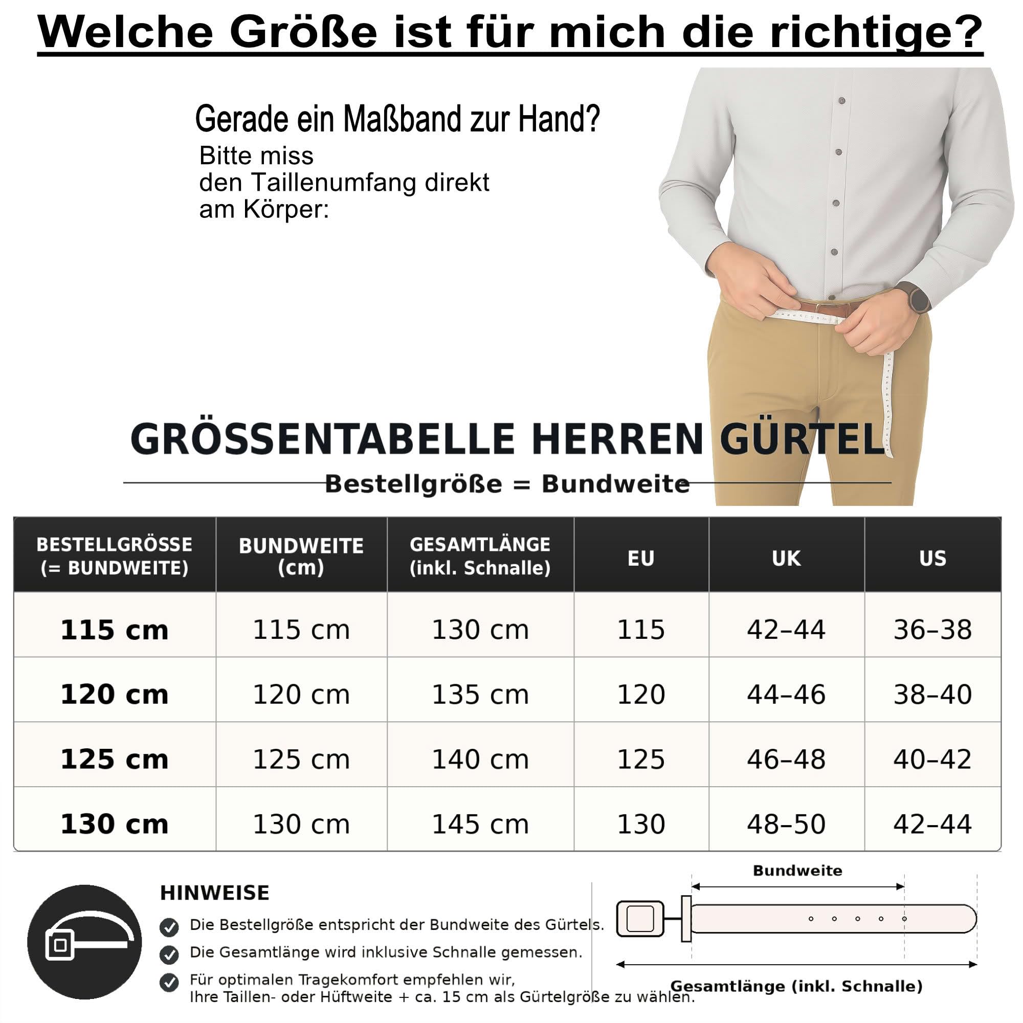 BEZLIT Herren Ledergürtel 4 cm Schwarz Rindsleder