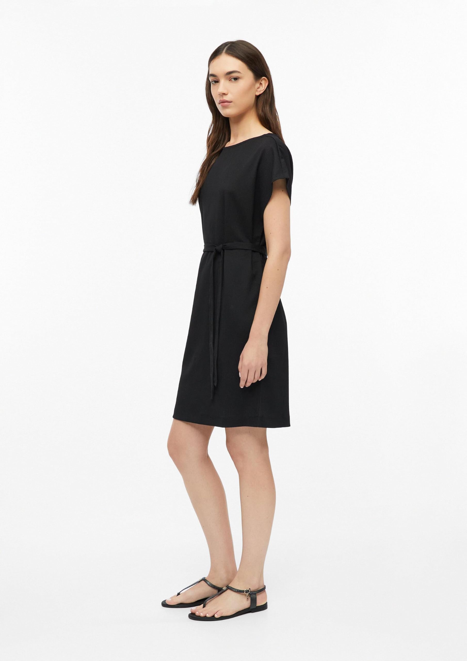 s.Oliver Red Label Jersey-Kleid Midi mit Bindegürtel dunkelblau