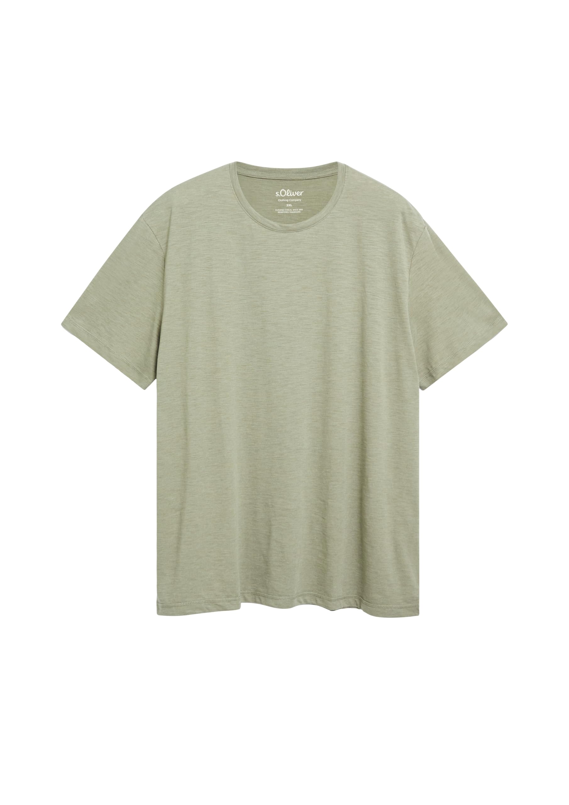 s.Oliver T-Shirt meliert Baumwollmix Olivgrün