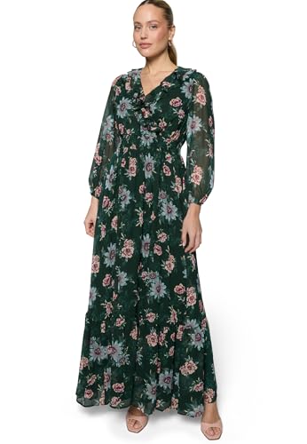 zero Maxikleid Langarm Gr. 40 Dark Green Pink floral