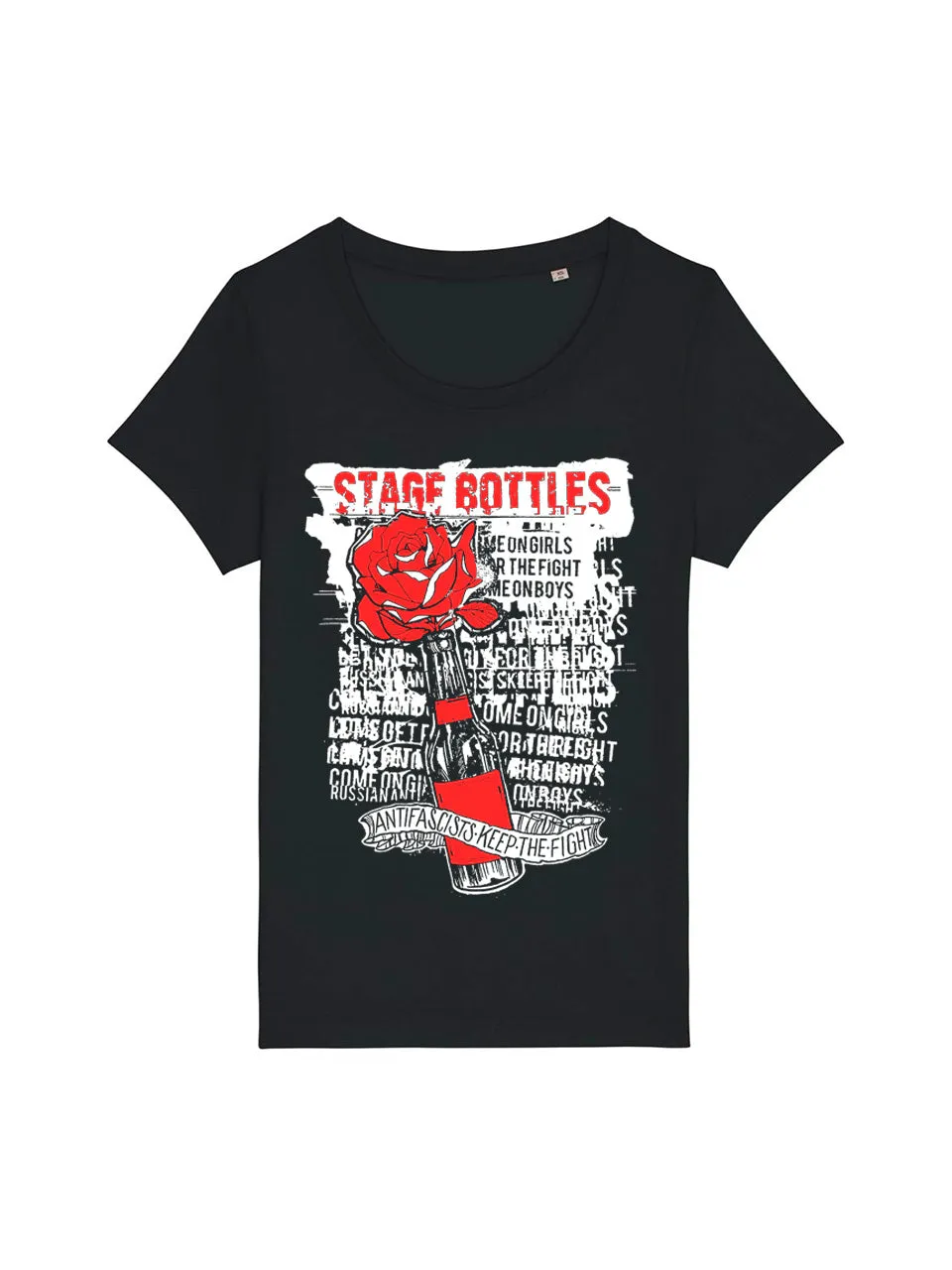 Stage Bottles Antifascists Damen T-Shirt Schwarz Band