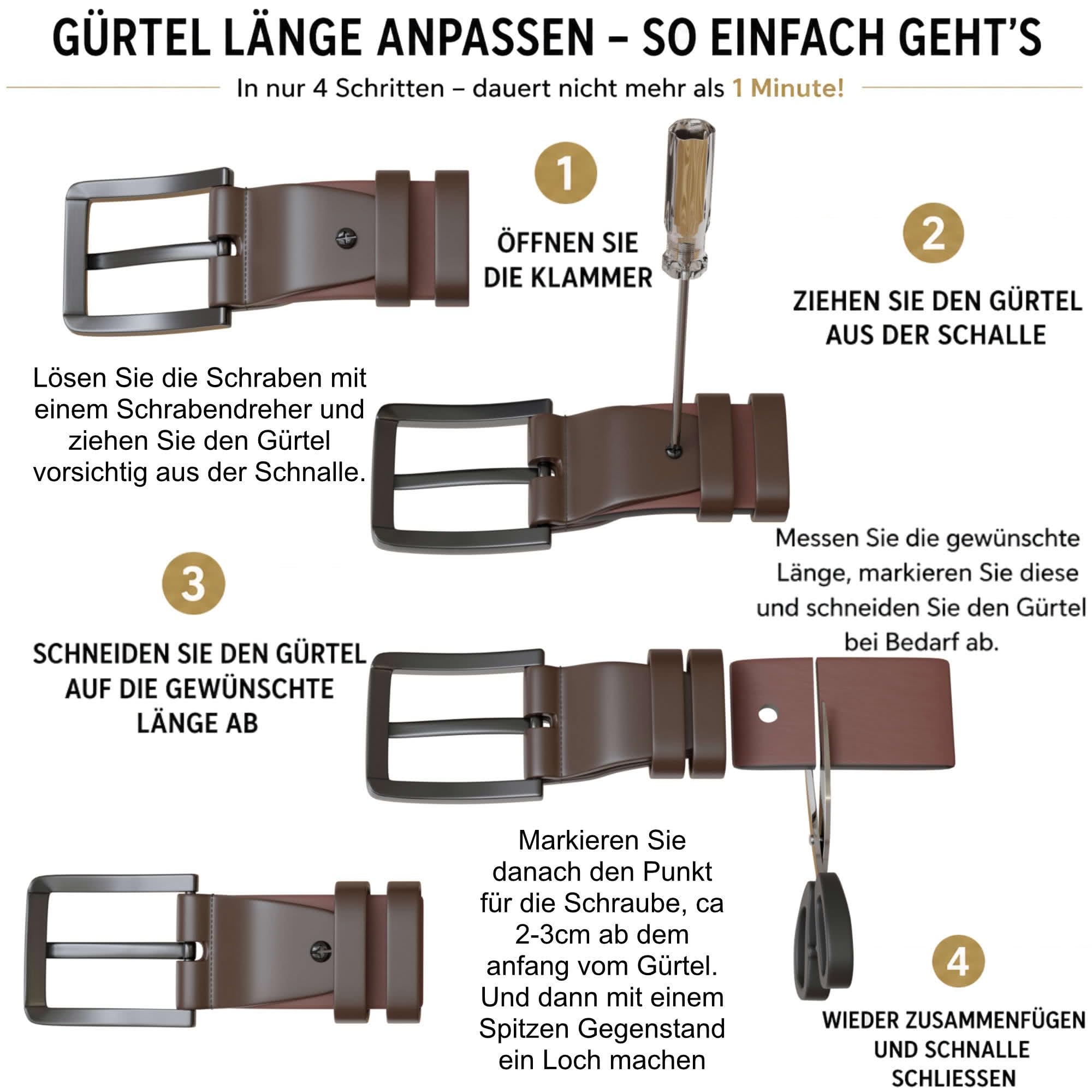 BEZLIT Herren Leder Gürtel Metallschließe Business