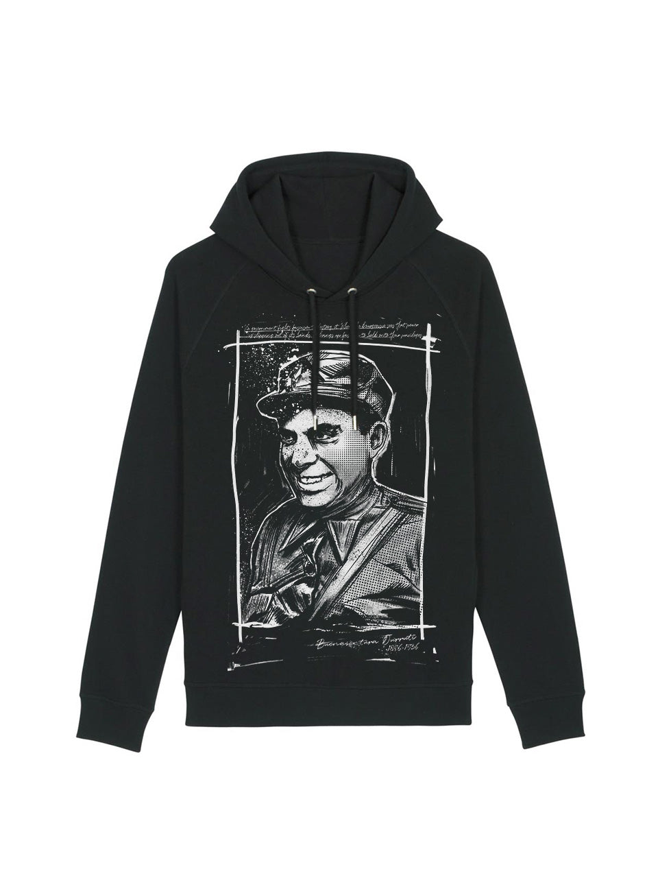 dna merch Keine Regierung Durruti Kapuzenpullover Schwarz Zitat