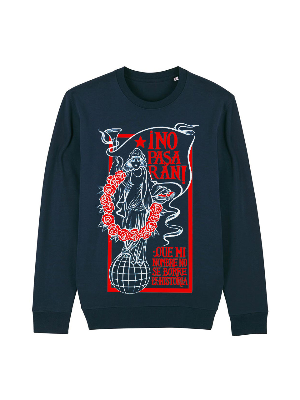 dna merch Las Trece Rosas Rundhalspullover Schwarz aus Baumwolle