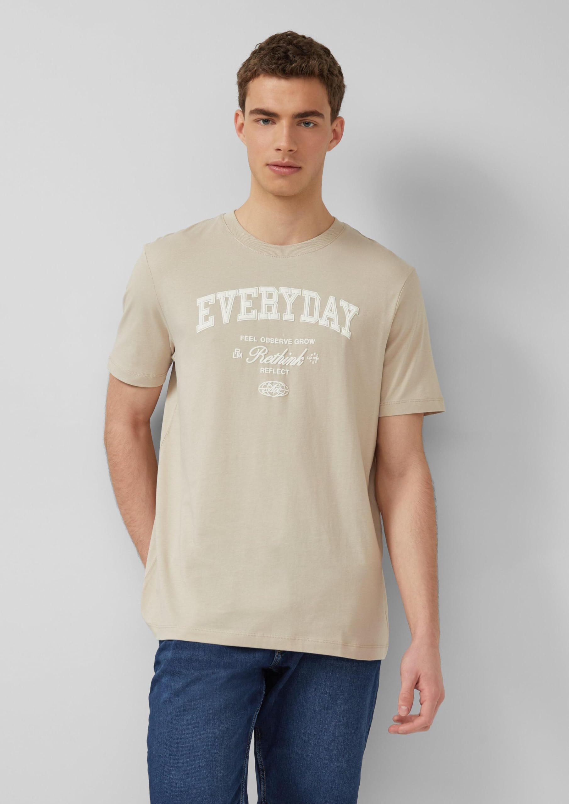 s.Oliver Frontprint T-Shirt Baumwolljersey Weiß