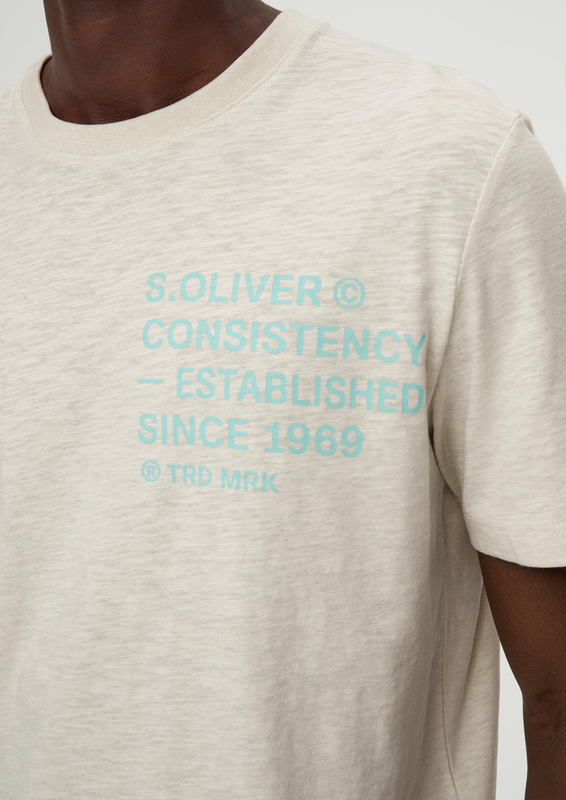 s.Oliver Frontprint T-Shirt M ecru meliert