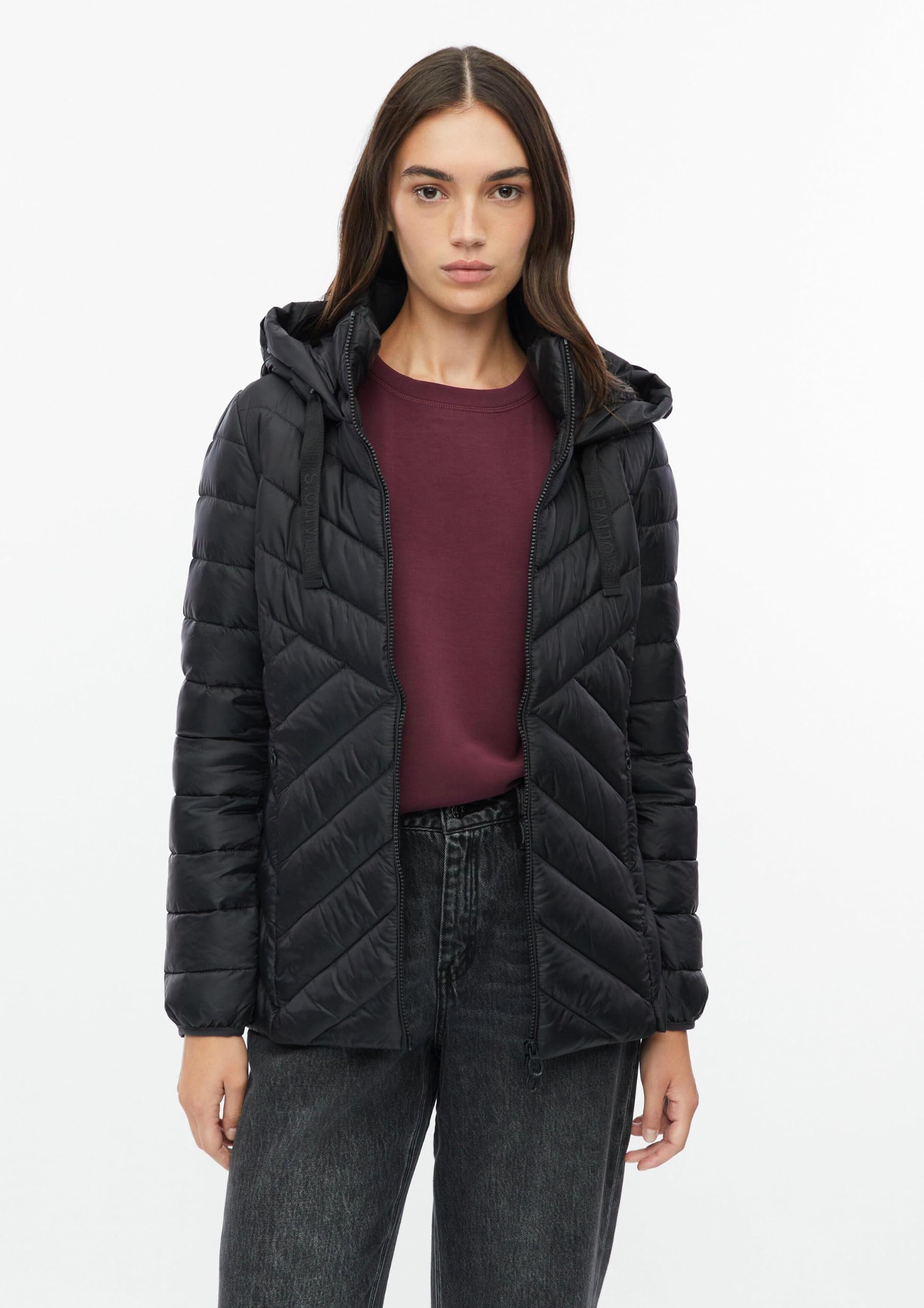 s.Oliver 2178793 Steppjacke Schwarz mit Kapuze