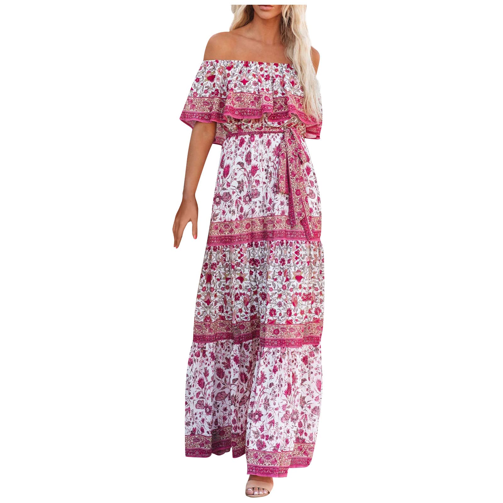 Singular AG Mexikanisches Schulterfrei Maxikleid Sommerkleid schulterfrei