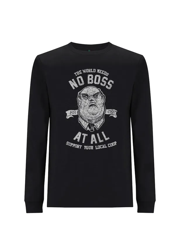 dna merch dna Classics No Boss At All Langarmshirt Schwarz Biobaumwolle