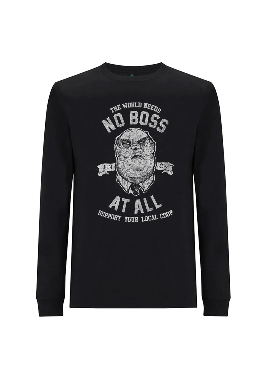 dna merch dna Classics No Boss At All Langarmshirt Schwarz Biobaumwolle
