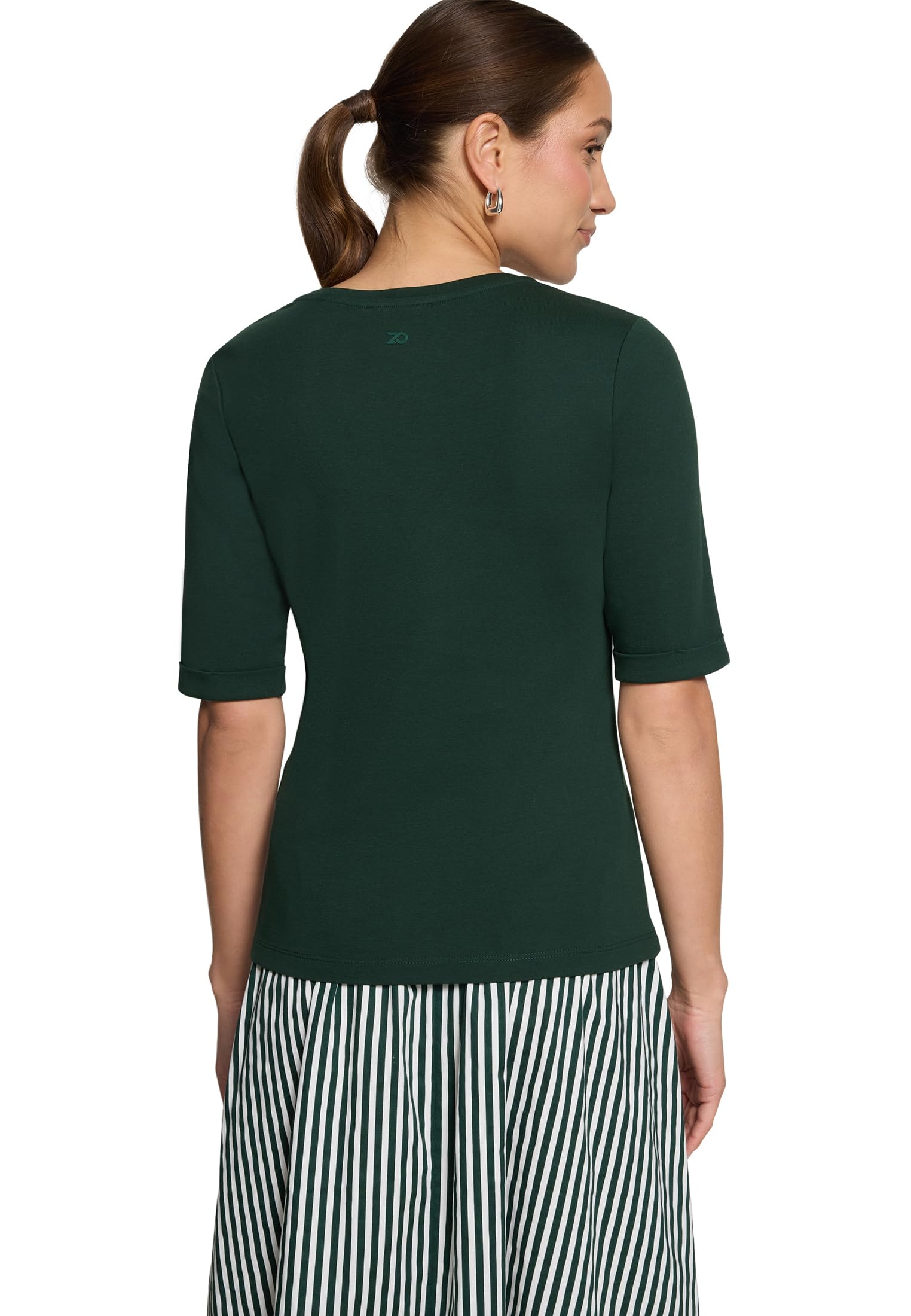 zero Basic Shirt V-Ausschnitt Baumwolle Kurzarm
