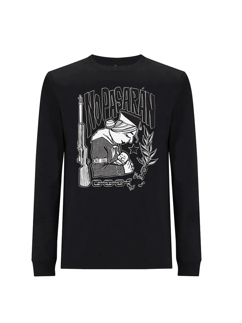 dna merch No Pasarán Langarmshirt schwarz Baumwolle