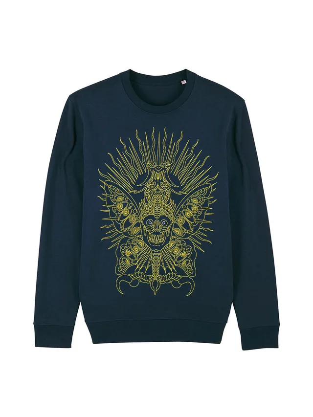 Der Loco Sailor Scary Butterfly V2 Rundhalspullover Schwarz Baumwolle
