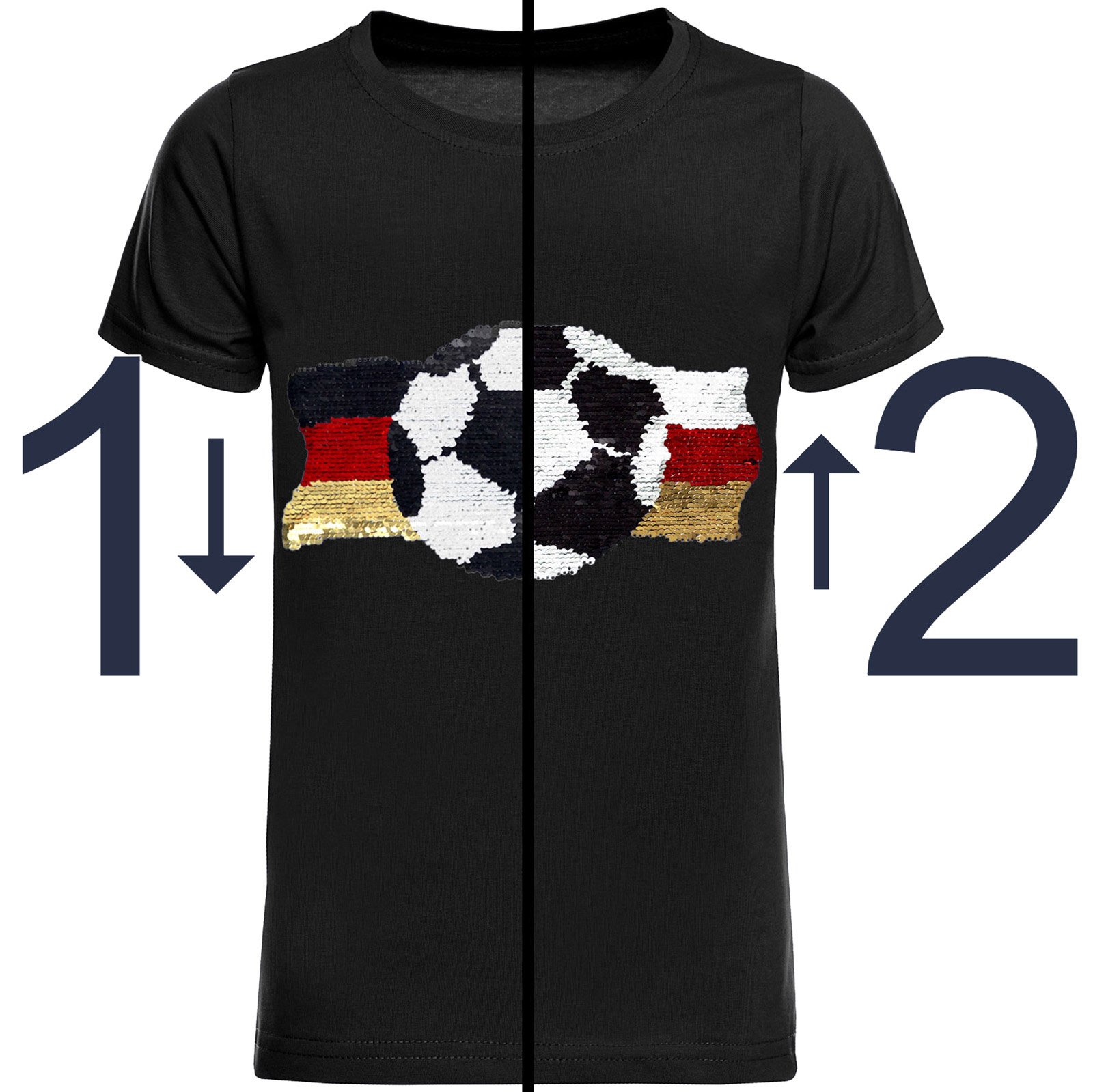 BEZLIT Wende-Pailletten T-Shirt Fußball Schwarz Baumwolle