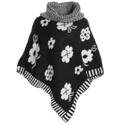 BEZLIT Poncho Rollkragen Mädchen Schwarz Blumen