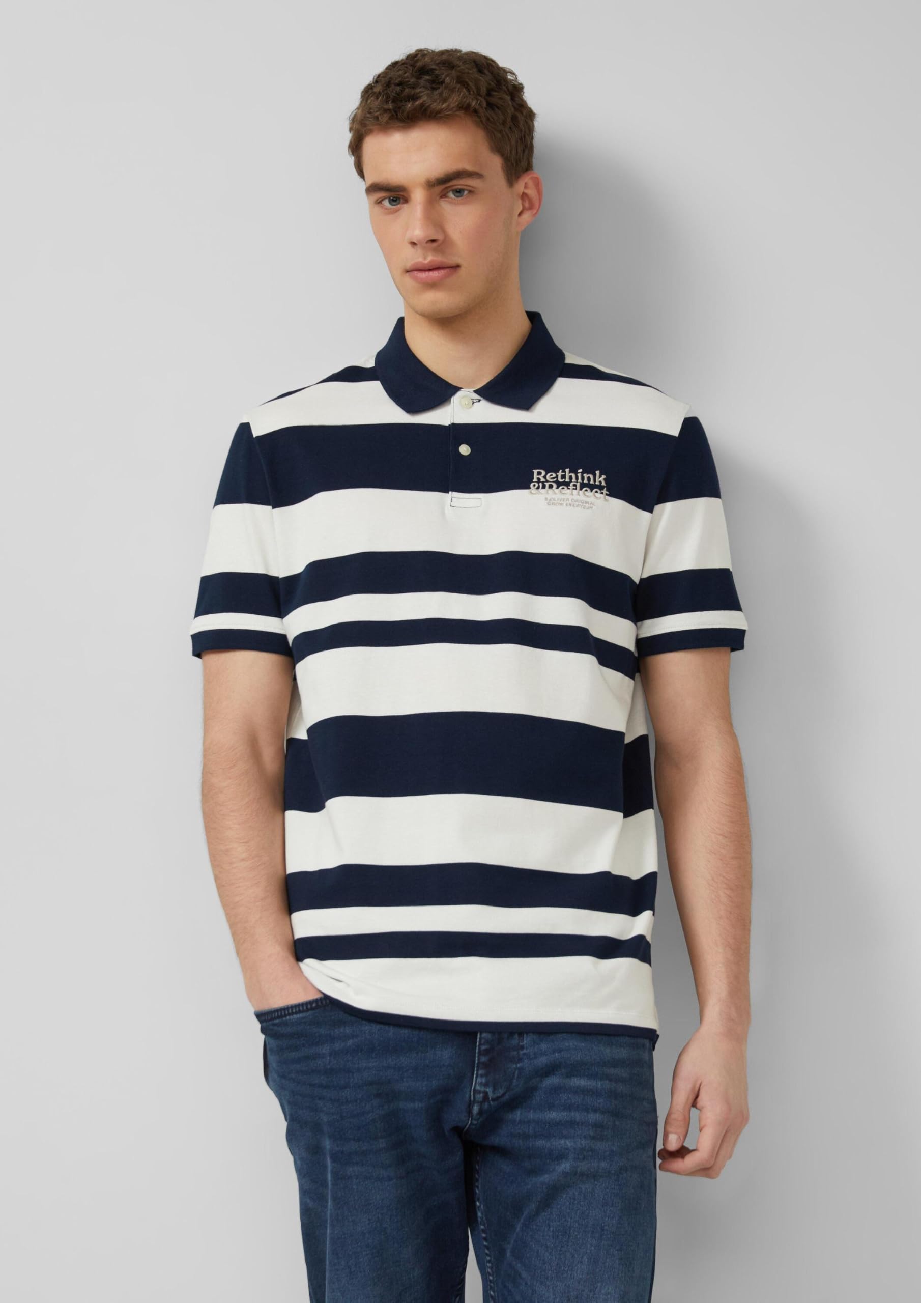 s.Oliver Poloshirt Streifen Stickerei 3XL Navy