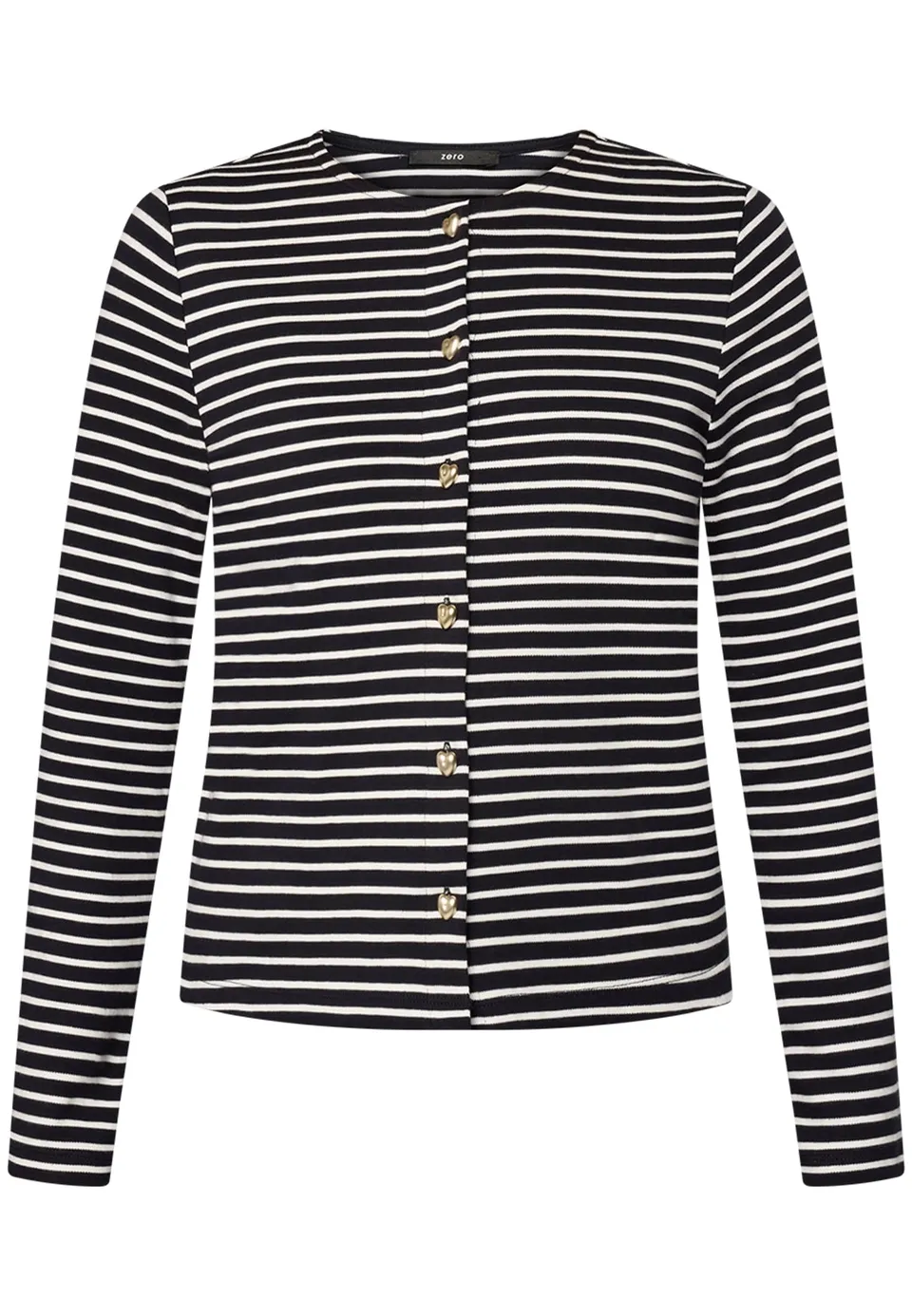 zero Sweatjacke Knopfleiste Damenjacke 40 Dark BlueCream sportlich