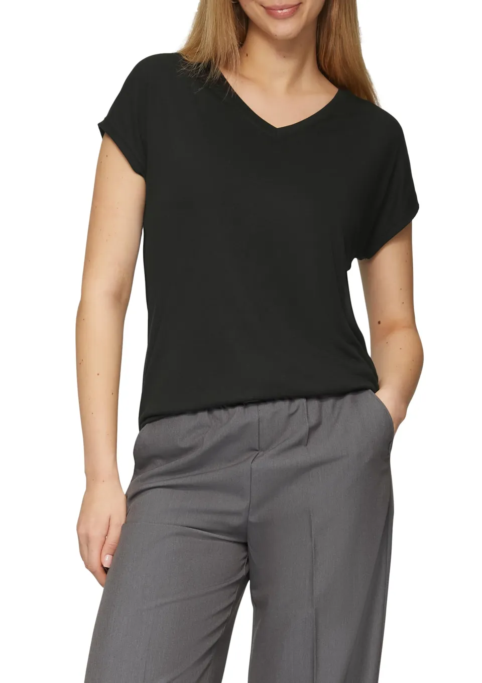 QS by s.Oliver lockeres T-Shirt Modalmix Damen leger