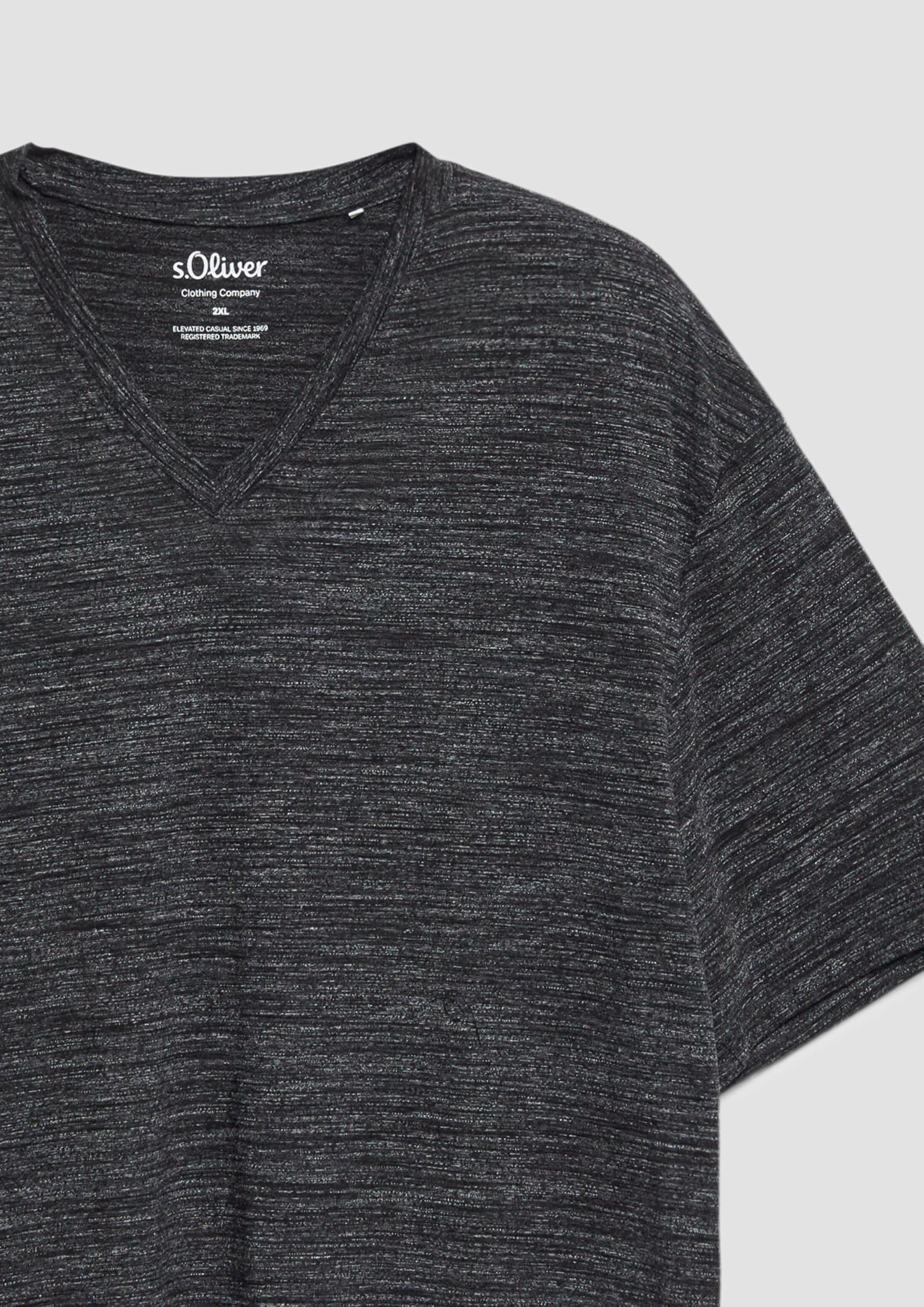 s.Oliver V-Ausschnitt T-Shirt meliert schwarz