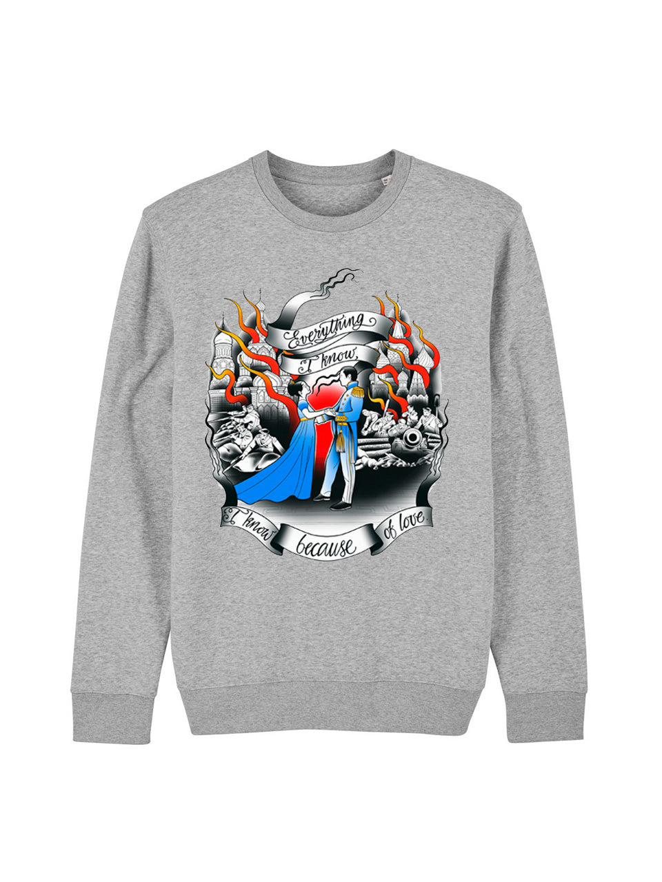 dna merch Krieg und Frieden Rundhalspullover schwarz aus Baumwolle