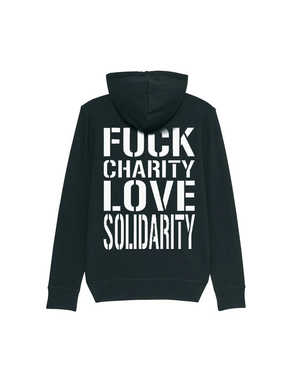 dna merch Fuck Charity Love Solidarity Zip-Hoodie Bio