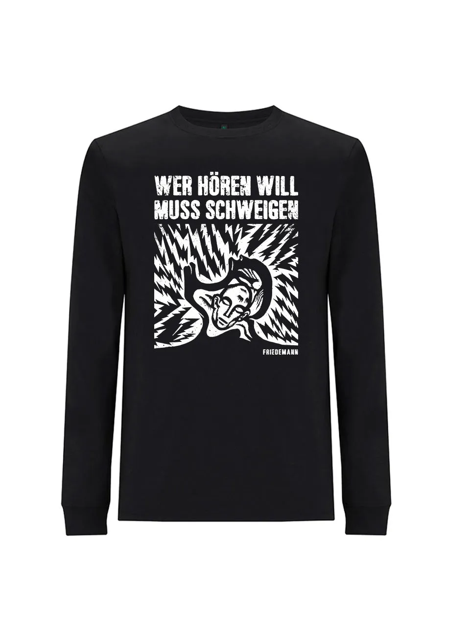 dna merch Friedemann Wer hören will Langarmshirt schwarz
