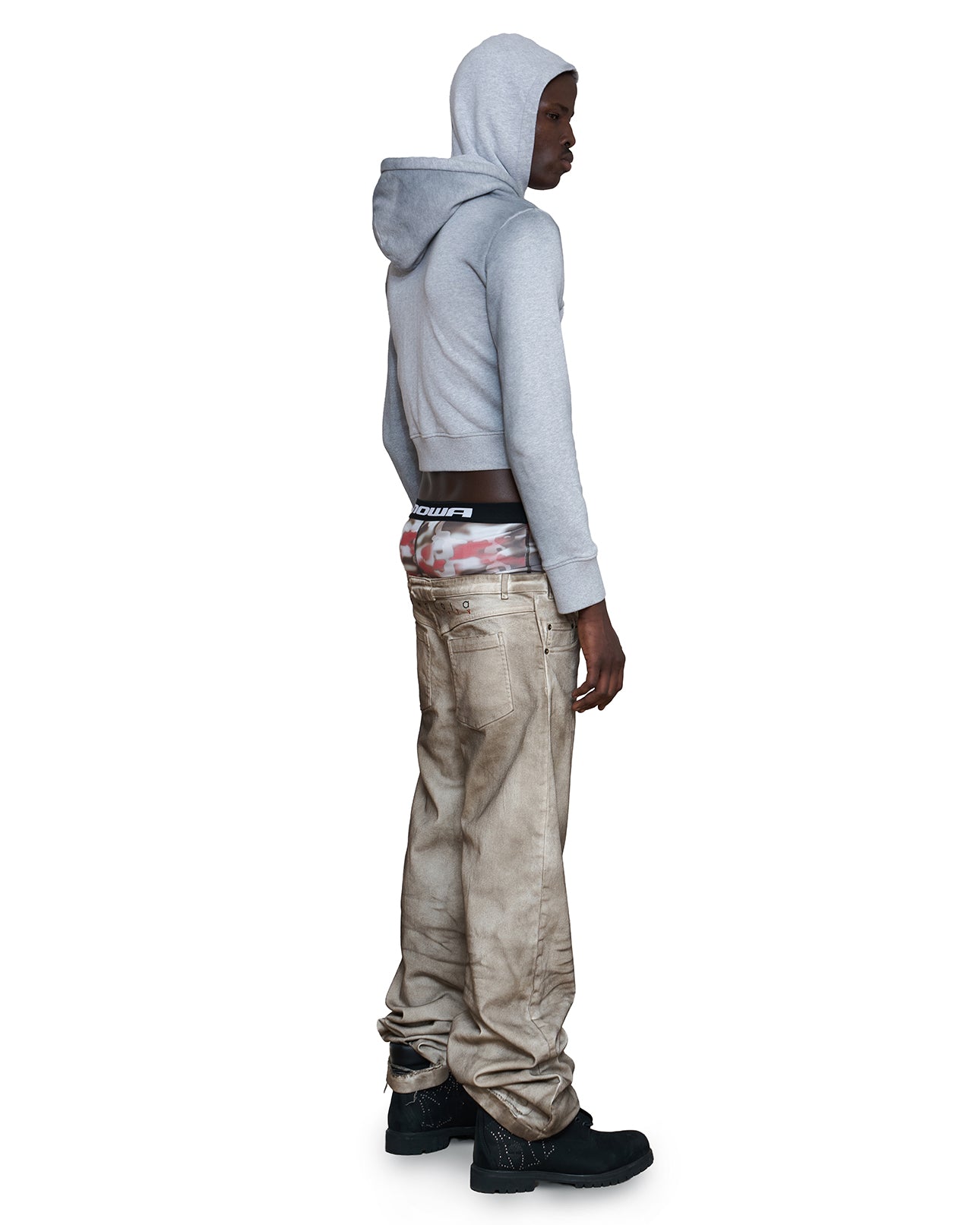 Mowalola Double D Hoodie Grey Hoodie Grau Cropped