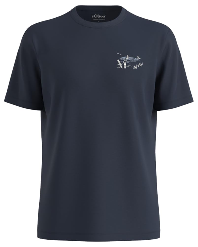 s.Oliver 2181139 T-Shirt Frontprint XXL Blue Green Baumwolle