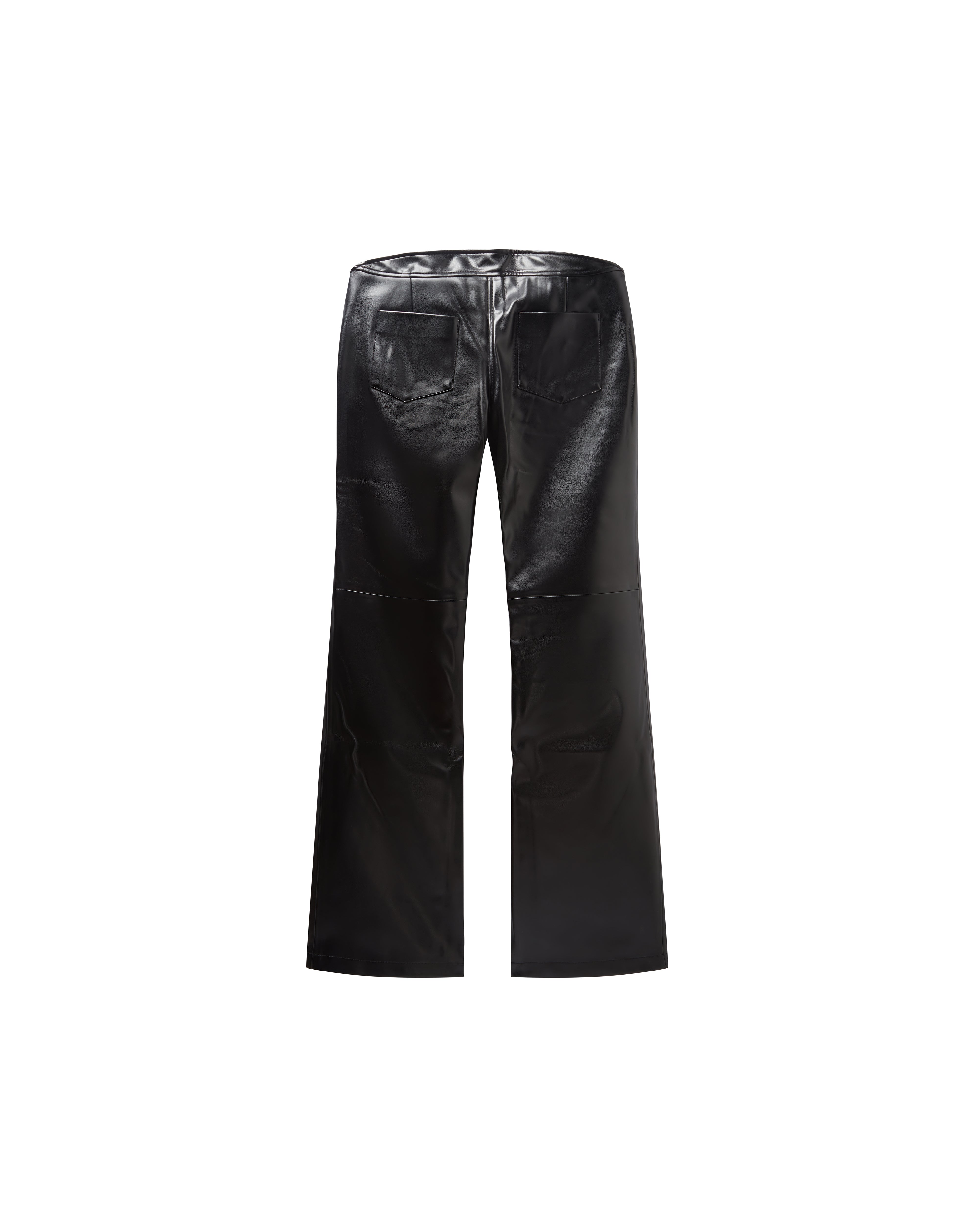 Mowalola Stone Kunstlederhose schwarz Low Waist Airbrush-Print