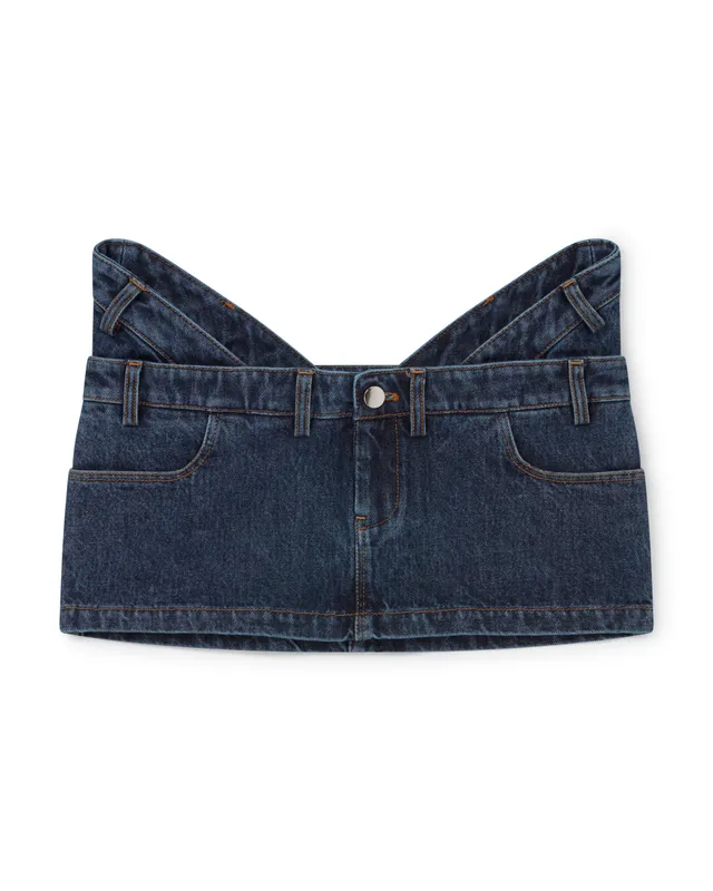 Mowalola Denim Mini Skirt Jeansrock Dunkelblau Baumwolle