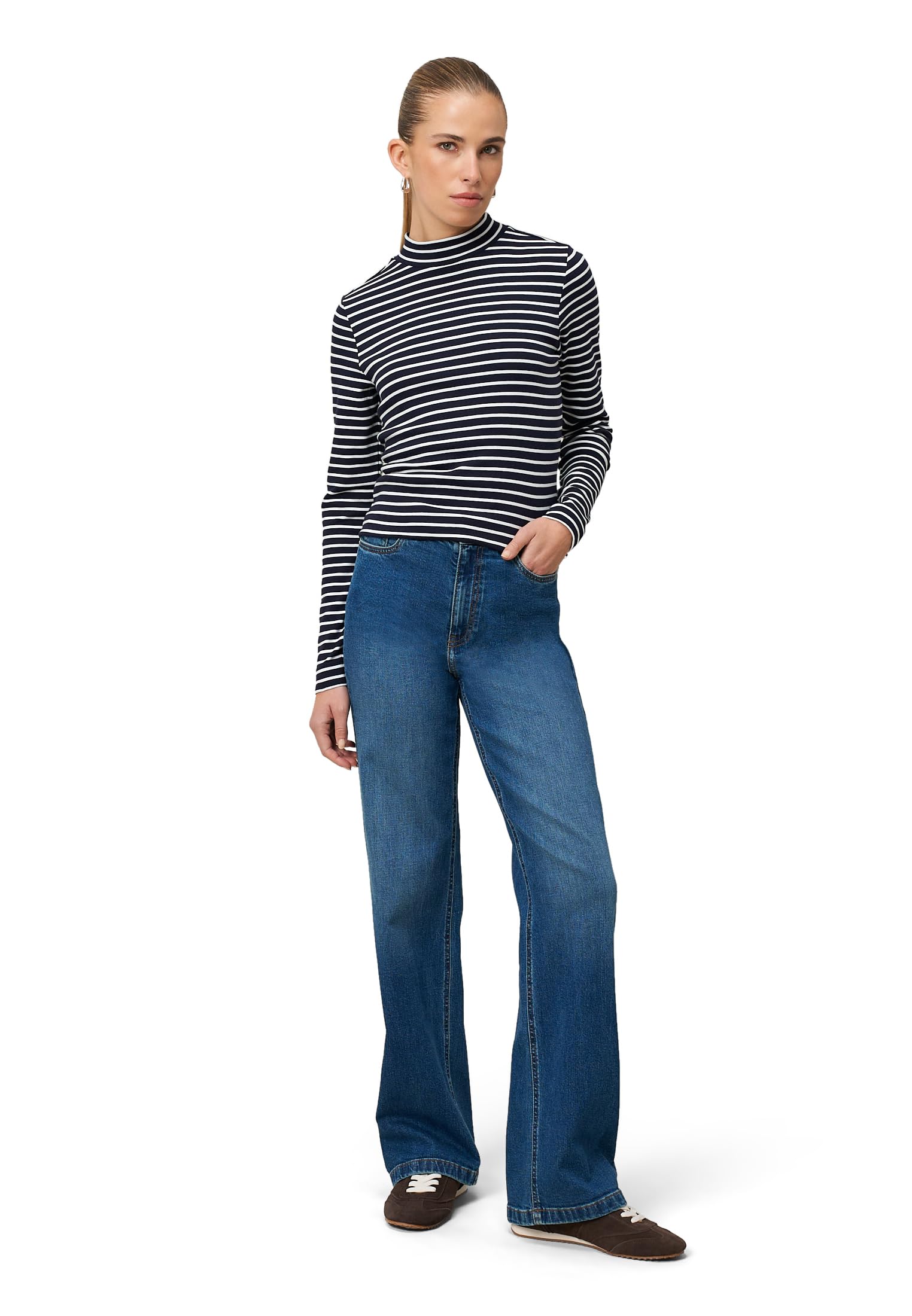 zero Ringelshirt Stehkragen Damen Dark Blue Gr. 38
