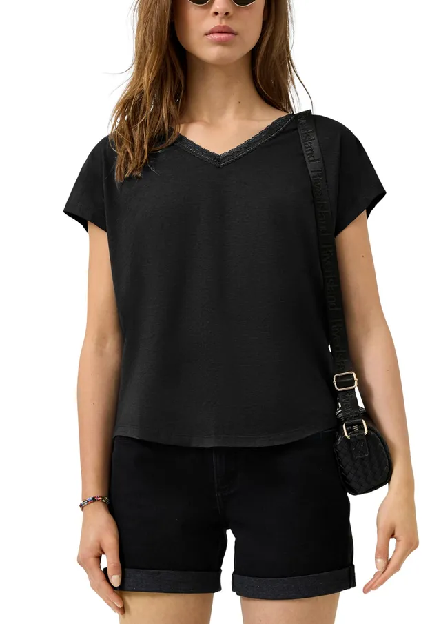 s.Oliver Junior QS Modalmixshirt Spitze Schwarz M