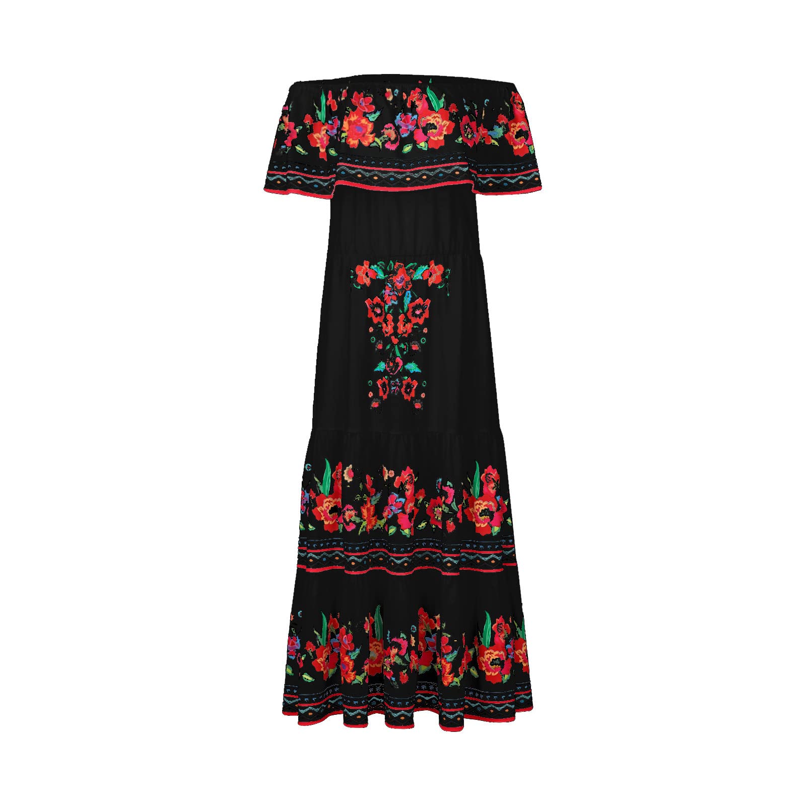 Singular AG Mexikanisches Schulterfrei Maxikleid Sommerkleid schulterfrei